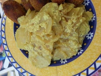 Patatas con leche de coco y curry