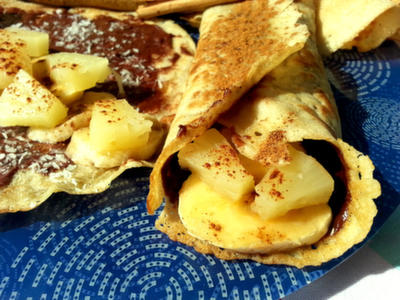 Crepes con crema de cacao y plátano