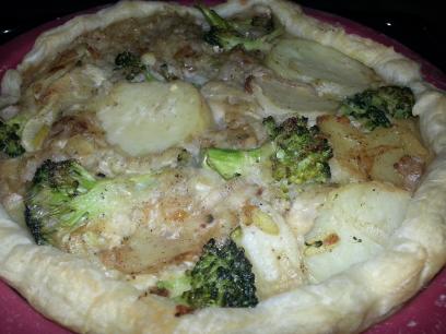 Quiche vegano de puerro, brocoli y patata