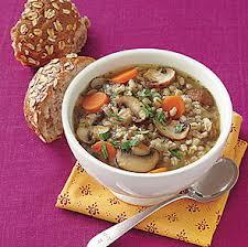 Sopa de cebada y champiñones