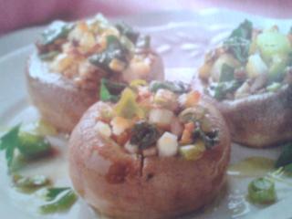 champiñones rellenos de espinacas y nueces