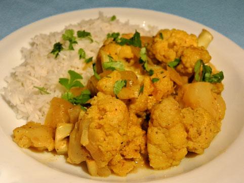 Coliflor al curry - Gobi curry