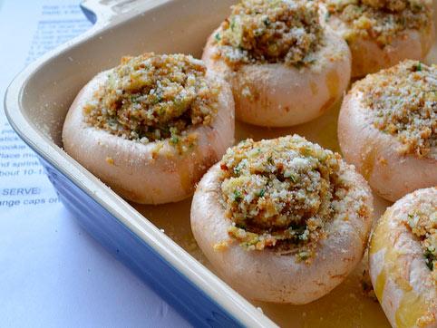 Champiñones al horno rellenos de batata