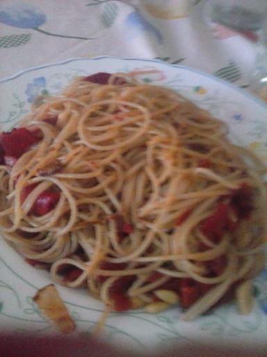 Pasta con pimiento del piquillo