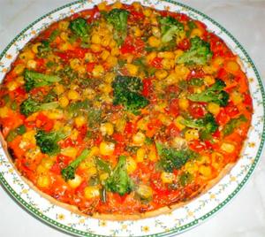 Pizza de pimiento y brócoli