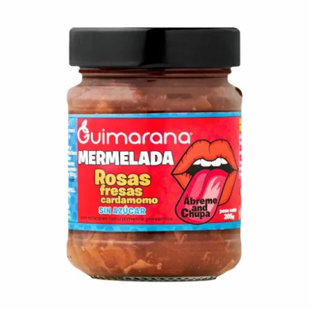 Mermelada de Pétalos de Rosa, Fresa y Cardamomo Sin Azúcar Guimarana 205 gr