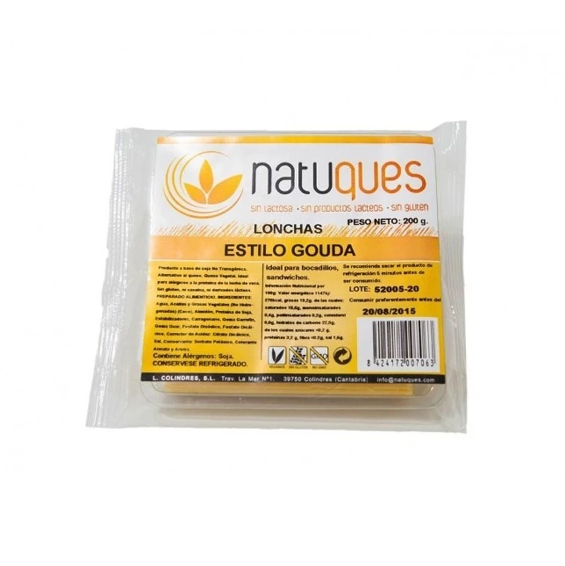 Queso Vegano estilo Goudá lonchas Natuqués 200 gr