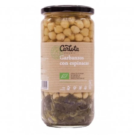 Garbanzos con Espinacas Plato preparado Ecológico 720gr Carlota Organic