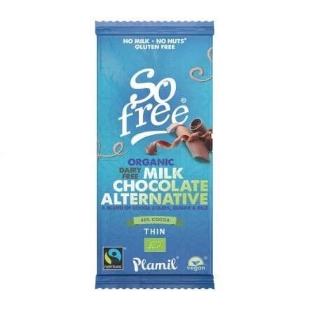 Chocolate ecológico sabor con leche 45% cacao 80gr So Free Plamil