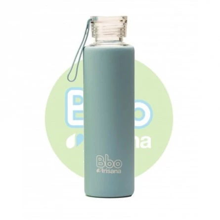 Botella BBO Azul Borosilicato con Silicona 550 ml. Irisana