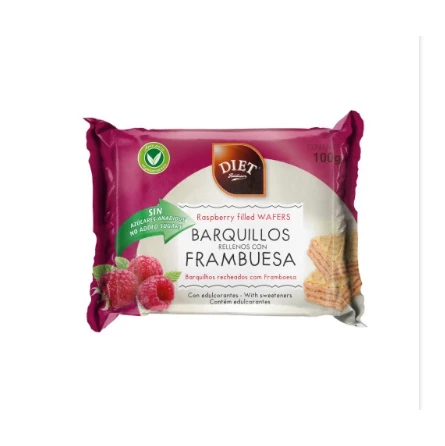 Barquillos rellenos con Frambuesa sin azúcar Diet Radisson 100 g