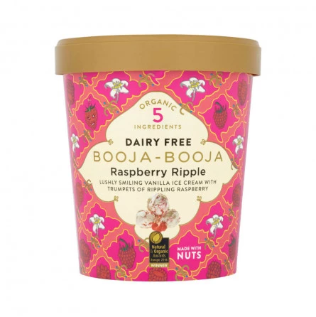 Helado Vegano de Vainilla y Frambuesa Booja-Booja 500 gr Helado Vegano de Vainilla y Frambuesa Booja-Booja 500 gr