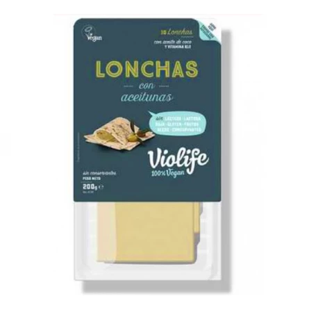 Queso Vegano con Olivas en Lonchas Violife 200 gr Queso Vegano con Olivas en Lonchas Violife 200 gr