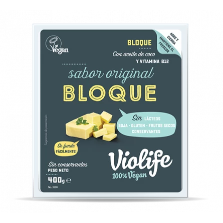 Queso Vegano sabor Original Bloque Violife 400 gr