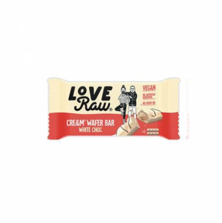 Barquillos Rellenos de Chocolate Blanco LoveRaw 2x22.5 gr