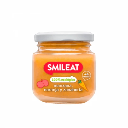 Potito de Manzana, Naranja y Zanahoria BIO Smileat 130 gr (4 meses)